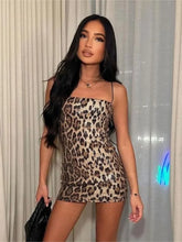 Women's Leopard Print Sleeveless Bodycon Slip Dress for Night Out