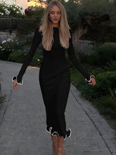 Women's Elegant Backless Flare Sleeve Ruffles Mid-Calf Dress