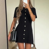Elegant Button-Down Knit Dress Perfect for Any Occasion