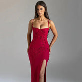 Off-shoulder maxi dress featuring a captivating 3D floral design