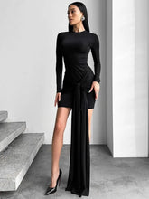 Women's Red O-Neck Long Sleeve Bandage Mini Dress for Parties