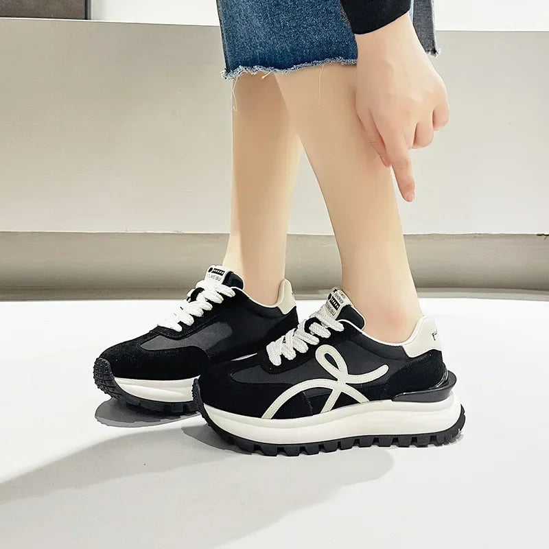 Women's Genuine Leather Casual Sneakers Platforms for Summer