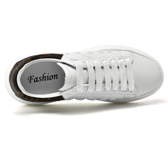 Men's Luxury White Leather-Effect Sneakers – Chunky Sole Fashion Trainers