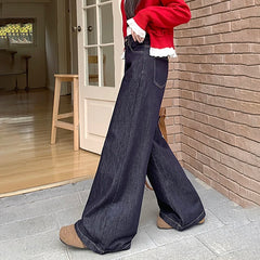 Wide Leg High Waist Jeans for Women Chic Casual Straight Denim Trousers