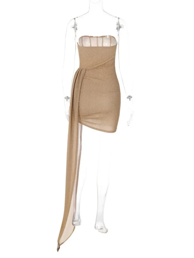 Women's Sleeveless Black Bandage Wrap Dress for Evening Party