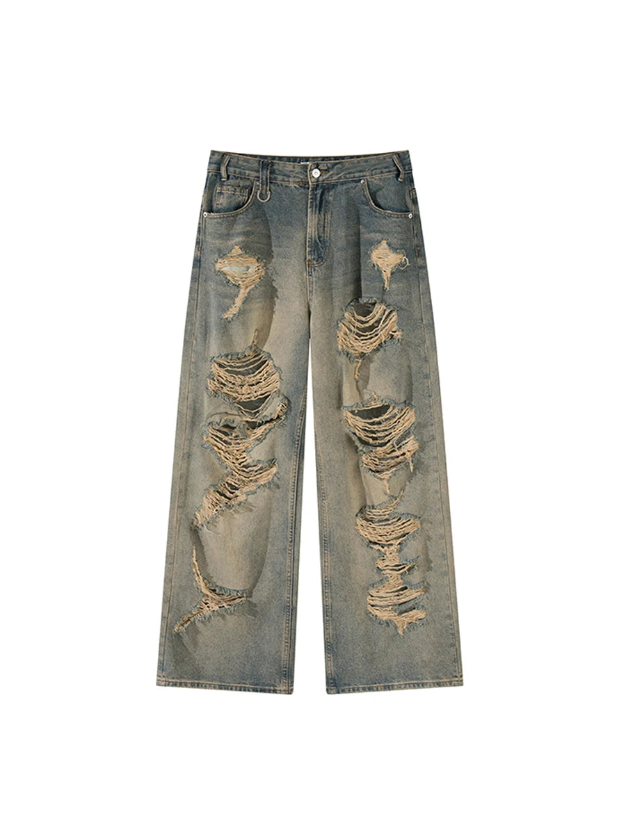 Distressed Ripped Flared Jeans – Vintage Wide-Leg Denim