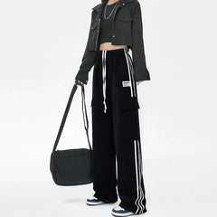 American Streetwear High Waist Cargo Pants Women Loose Drawstring Trousers