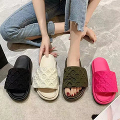 Women Magic Tape Flat Slippers Summer Luxury Platform Sandals