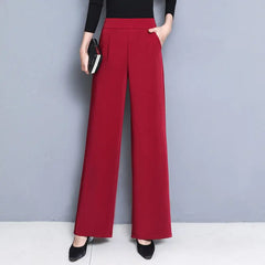 Office Lady All-Season Wide Leg High Waist Pants in Black