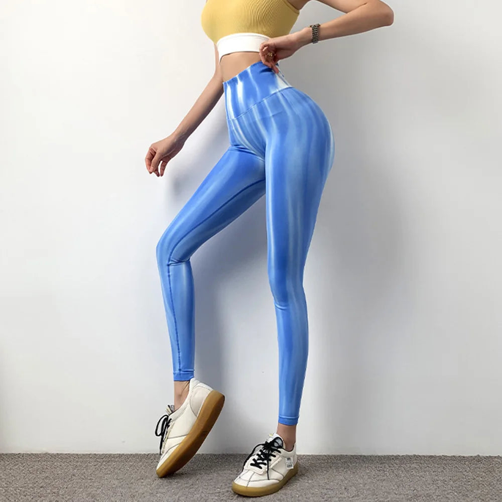 Tie Dye High Waist Yoga Pants Push Up Buttocks Leggings for Women