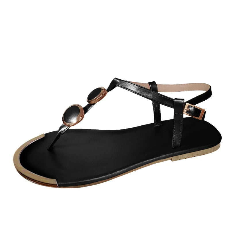 Women's Casual Beach Flip Flop Sandals with Metal Decoration