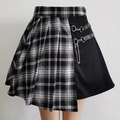 Gothic Sweet Women High Waist Plaid Mini Pleated Skirt Kawaii Chic