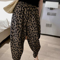 Women's Leopard Patchwork High-Waisted Elasticized Harlan Pants