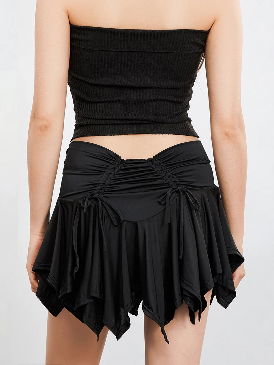 Women's Black and White Gothic Punk Irregular Mini Skirt