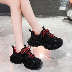 Fashion Luxury Diamond Thick Sole Leopard Pattern Sneakers Shoes