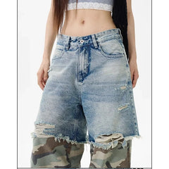 Women's Camouflage Denim Jeans – Baggy Streetwear, High-Waisted, Wide-Leg Style