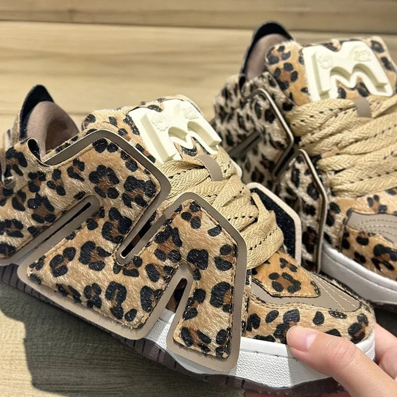 Women's Leopard  Fur Chunky Sneakers