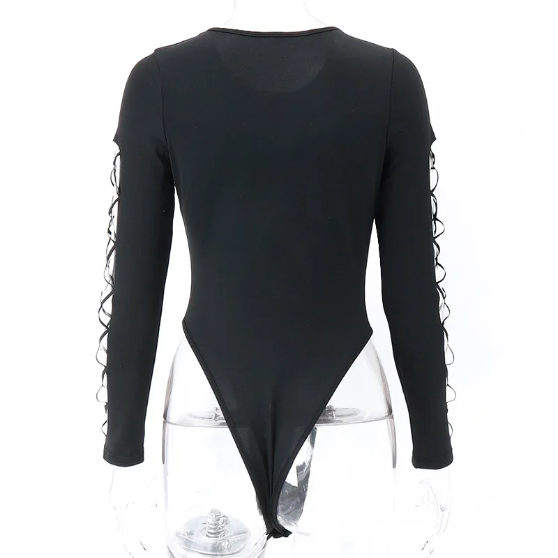 Women's Cut-Out Hollow Bodysuit – Long-Sleeve Clubwear Top