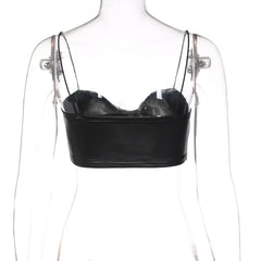 Women's Black Bow Tie Halter Crop Top Backless Sleeveless Camisole