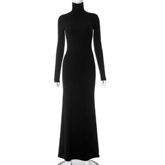 Long Sleeve Maxi Dress with Turtleneck for Fall and Winter