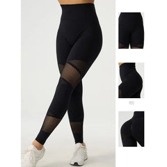 Leggings de fitness taille haute ajourés sans coutures pour femmes