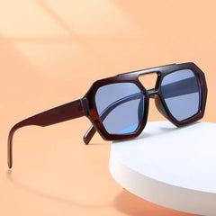 Vintage Leopard Square Sunglasses with Thick Frame for Women