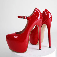 Red High Heels Platform Pumps Women Fashion Round Toe Shoes