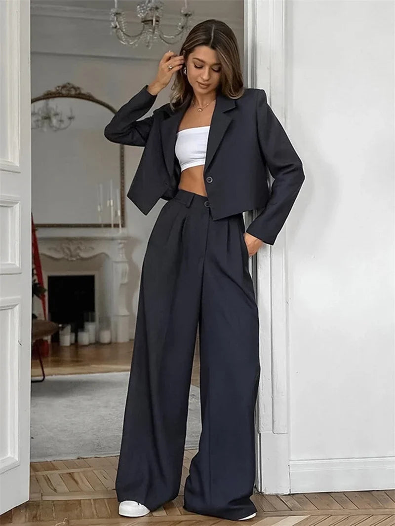 Streetwear Women’s Blazer Top and Pant Set in Stylish Color