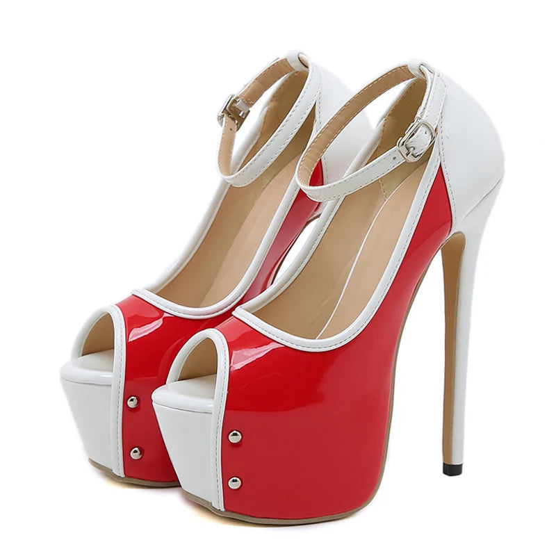 Red Peep Toe Ultra High Heels Platform Stiletto Wedding Shoes