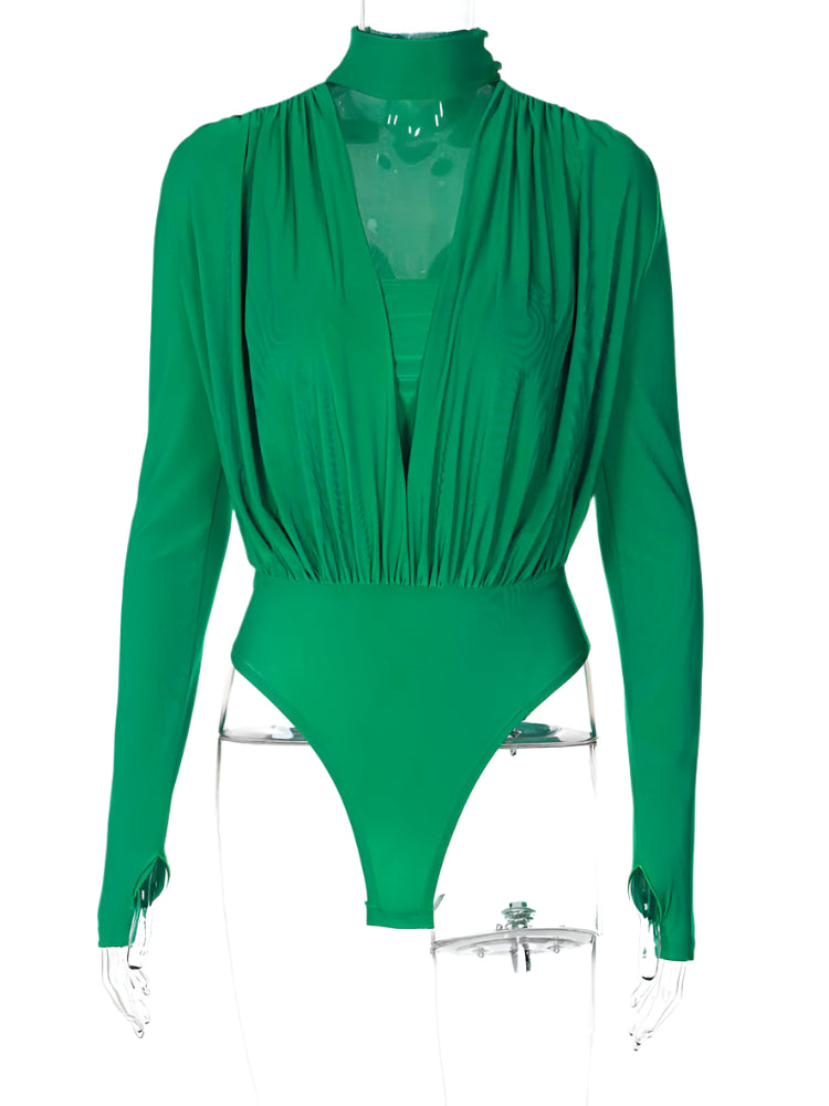 Women’s Long Sleeve Bodysuit in Green