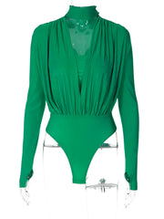 Women’s Long Sleeve Bodysuit in Green