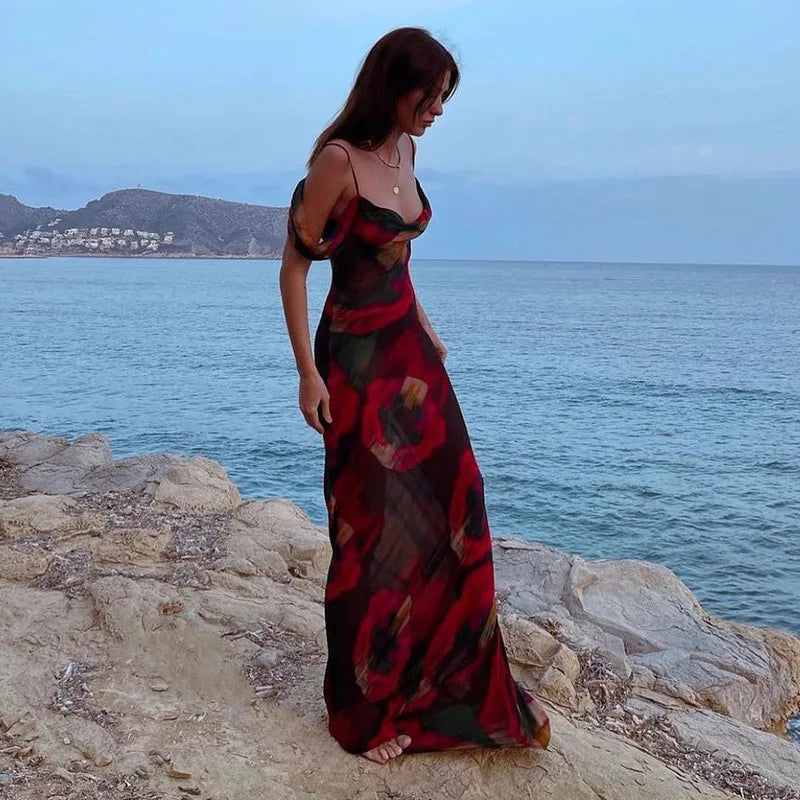 Robe longue en maille pour les vacances et les fêtes d'été