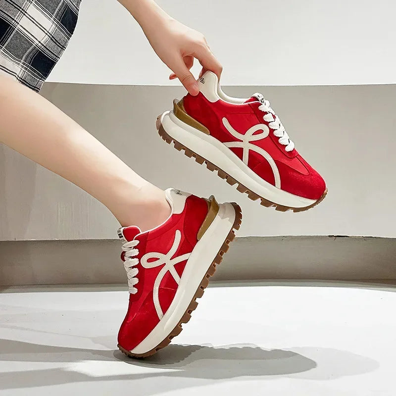 Women's Genuine Leather Casual Sneakers Platforms for Summer