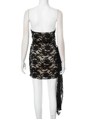 Elegant Black Strapless Lace Corset Short Dress for Women