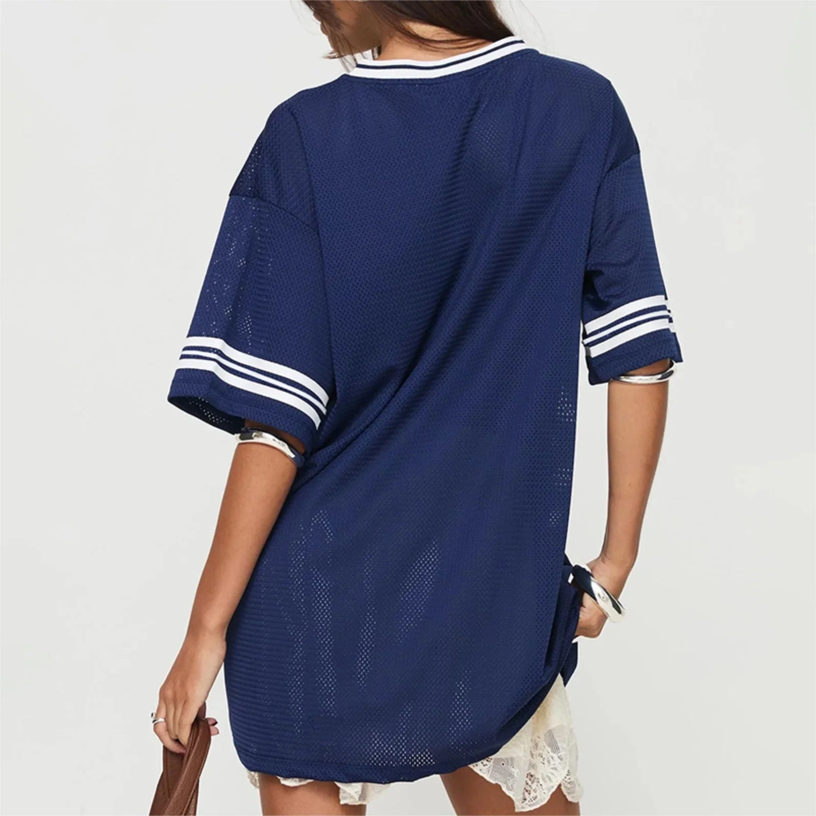 Women's Oversized V Neck Graphic Tees in Casual Streetwear Style