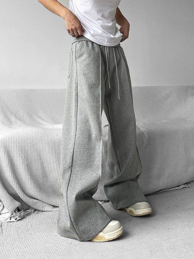 Men's Wide-Leg Flared Sweatpants – Oversized Heavy-Duty Track Pants