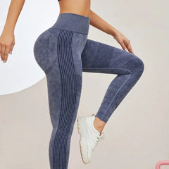 Women's High Waisted Solid Seamless Scrunch Yoga Pants