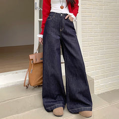 Wide Leg High Waist Jeans for Women Chic Casual Straight Denim Trousers