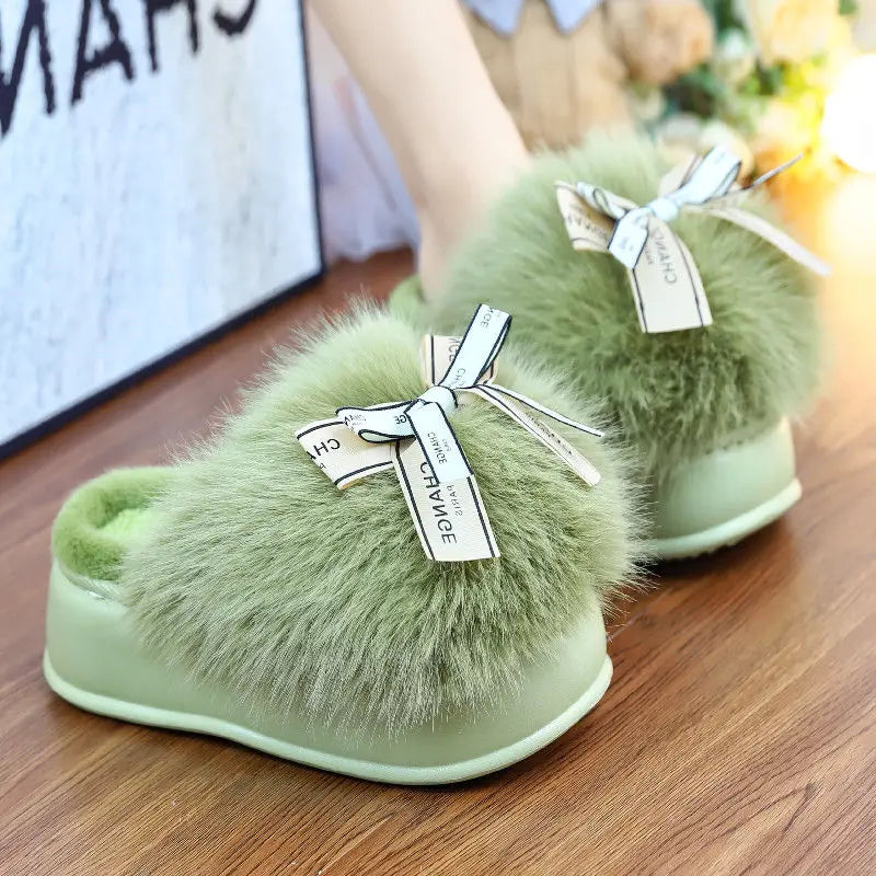 Women's Stylish Winter Fluffy Platform Slippers Fuzzy Slippers