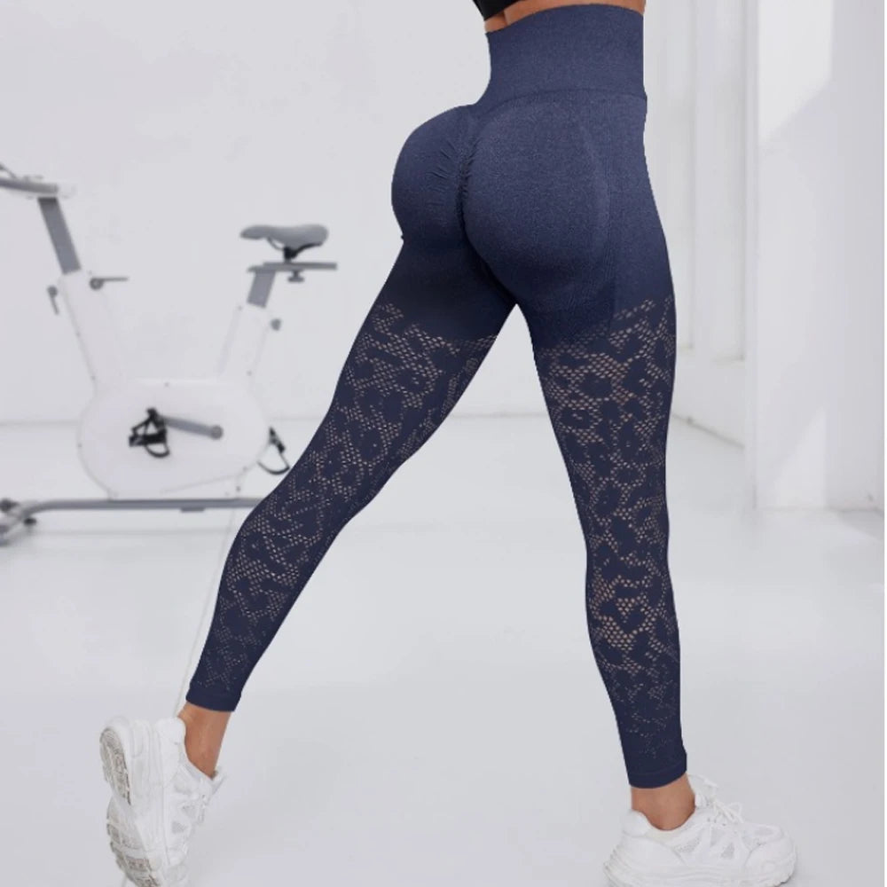 Women's Hollow Out Elastic Butt Lifting Gym Leggings for Yoga