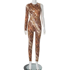 Leopard Printed Winter Jumpsuit for Elegant Women