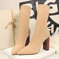 Size 42 43 Women Ankle Boots High Heels Sock Boot for Parties