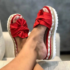 Women's Casual Comfy Bowknot Slip-On Platform Sandals