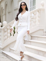 Elegant Knitted Two Piece Set for Women in Matching Top and Long Skirt