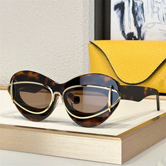 Cat Eye Sunglasses Women Retro Double Frame Vintage UV400 Shades