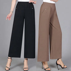 High Waist Loose Straight Casual Trousers with Pockets