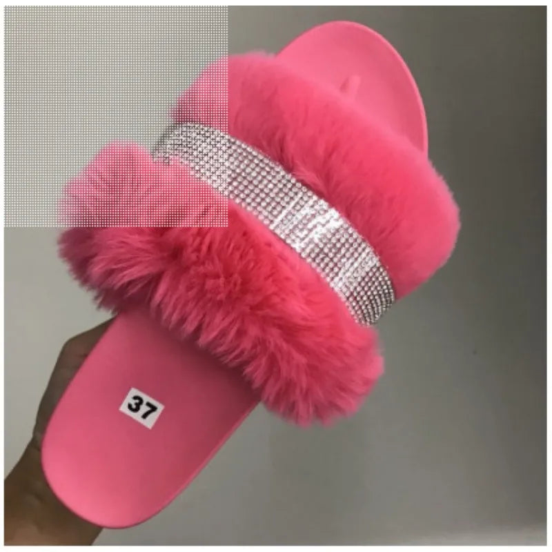 Women's Luxury Rhinestone Suede Platform Slippers for Comfort