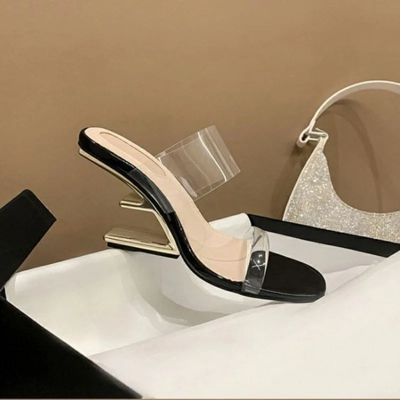 Women's Transparent Square Toe High Heeled Sandals for Summer