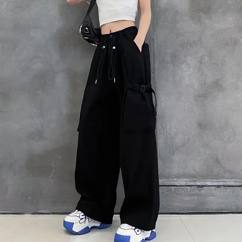 Women's High Waist Wide Leg Trousers in 100% Cotton Patchwork