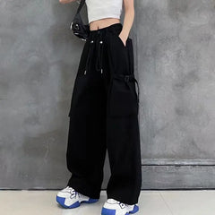 Women's High Waist Wide Leg Trousers in 100% Cotton Patchwork